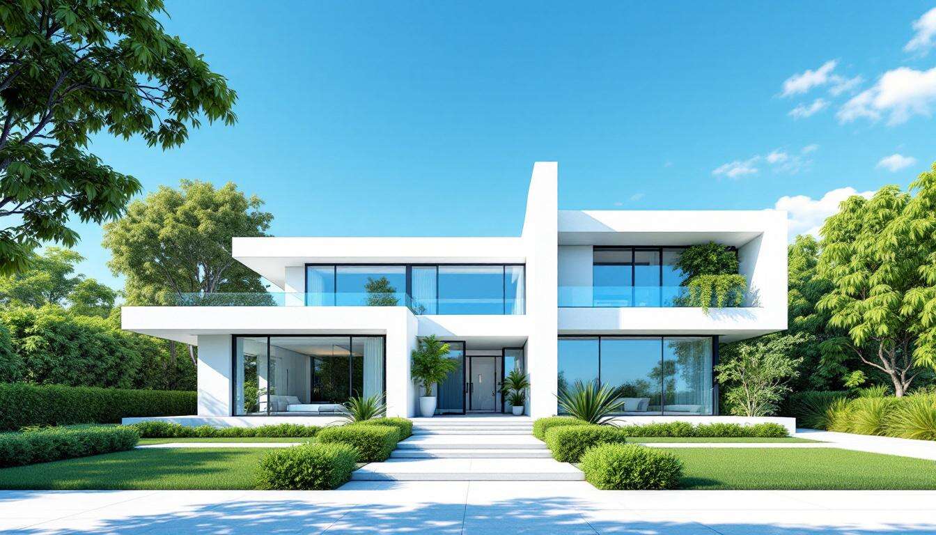 Una casa tutta bianca e azzurra, che ricorda uno dei progetti più celebri di Gio Ponti