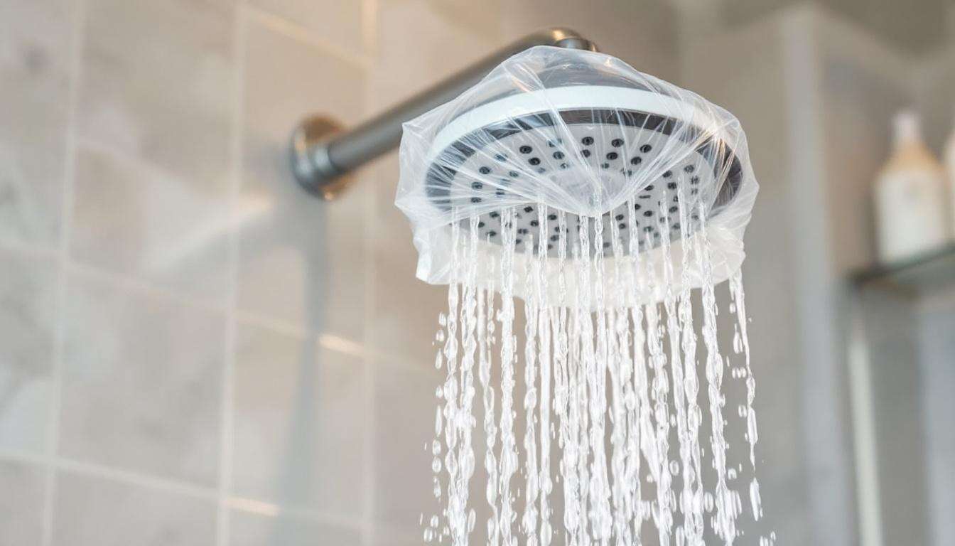Doccia incrostata: il trucco del sacchetto di plastica che pulisce il soffione da solo